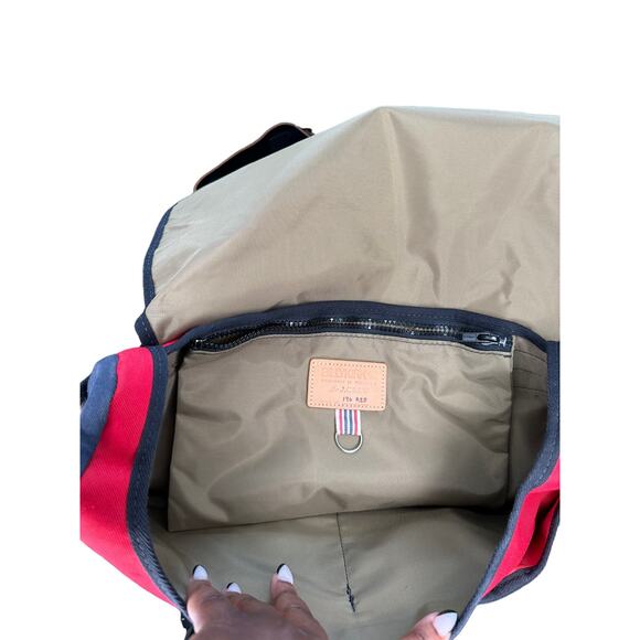 J.Crew Billykirk Red Navy Rugged Work Commute Career Casual Messenger Bag - Picture 8 of 13